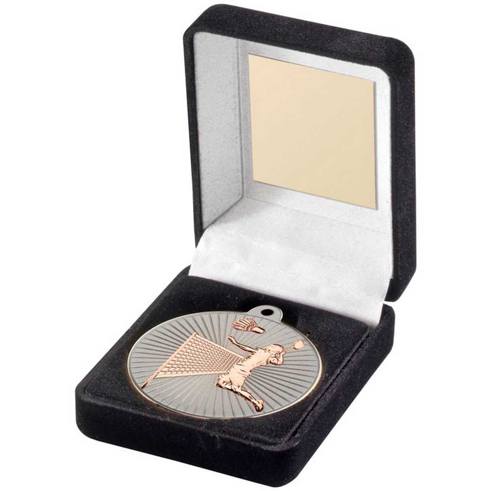 Badminton 50mm Bronze Medal in Black Presentation Box