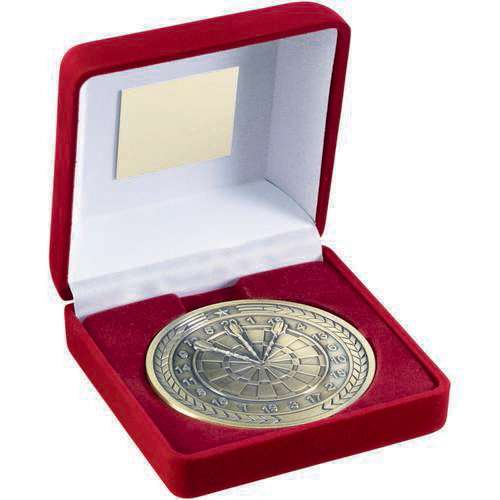 Darts Gold 70mm Medal in Red Presentation Box