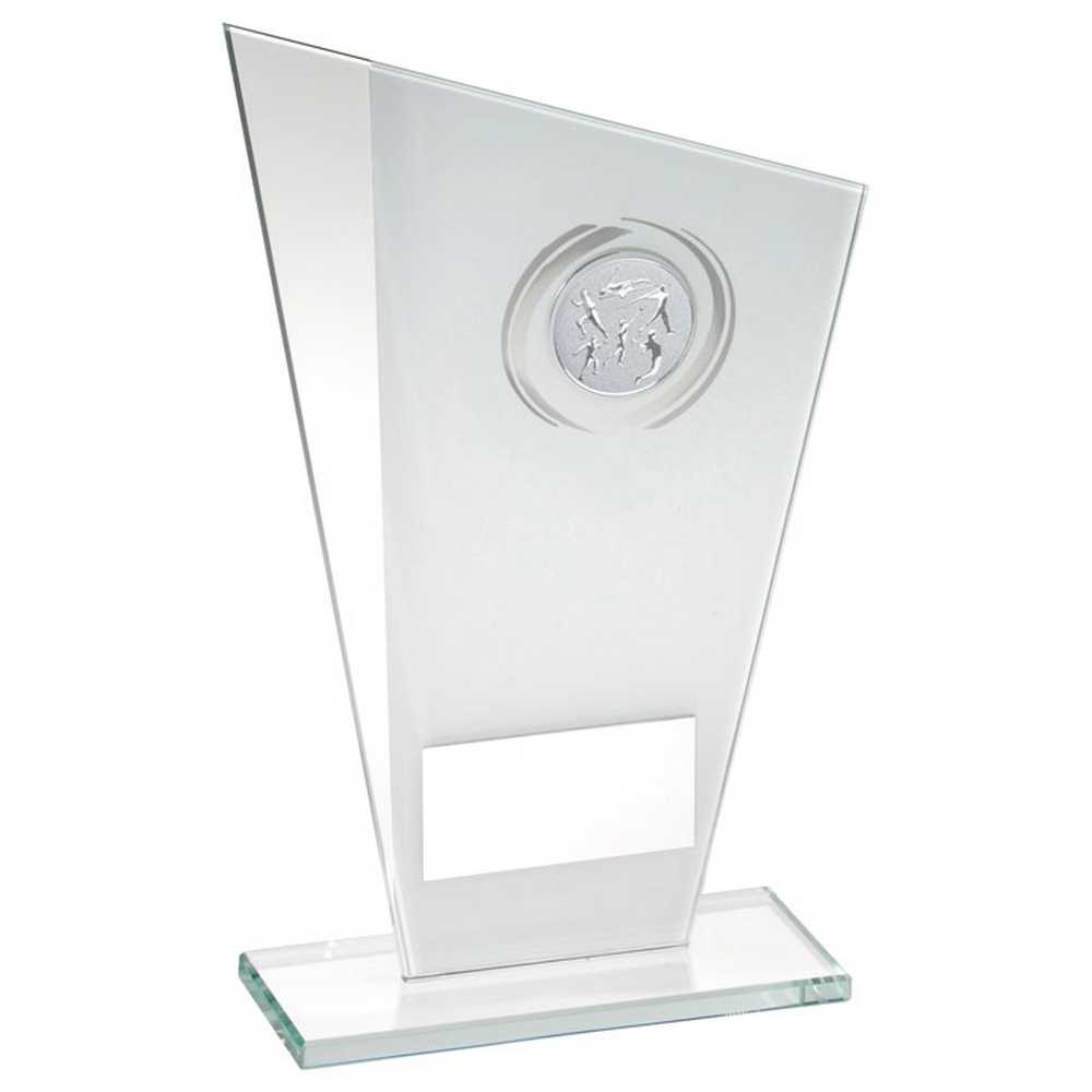 Glass Athletics Pointed Trophy with Silver Print Detailing