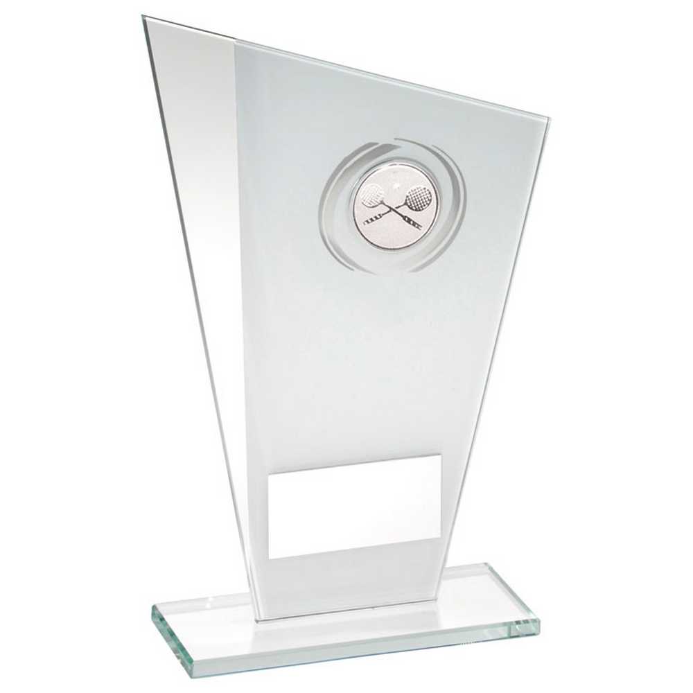 Glass Squash Pointed Trophy with Silver Print Detailing