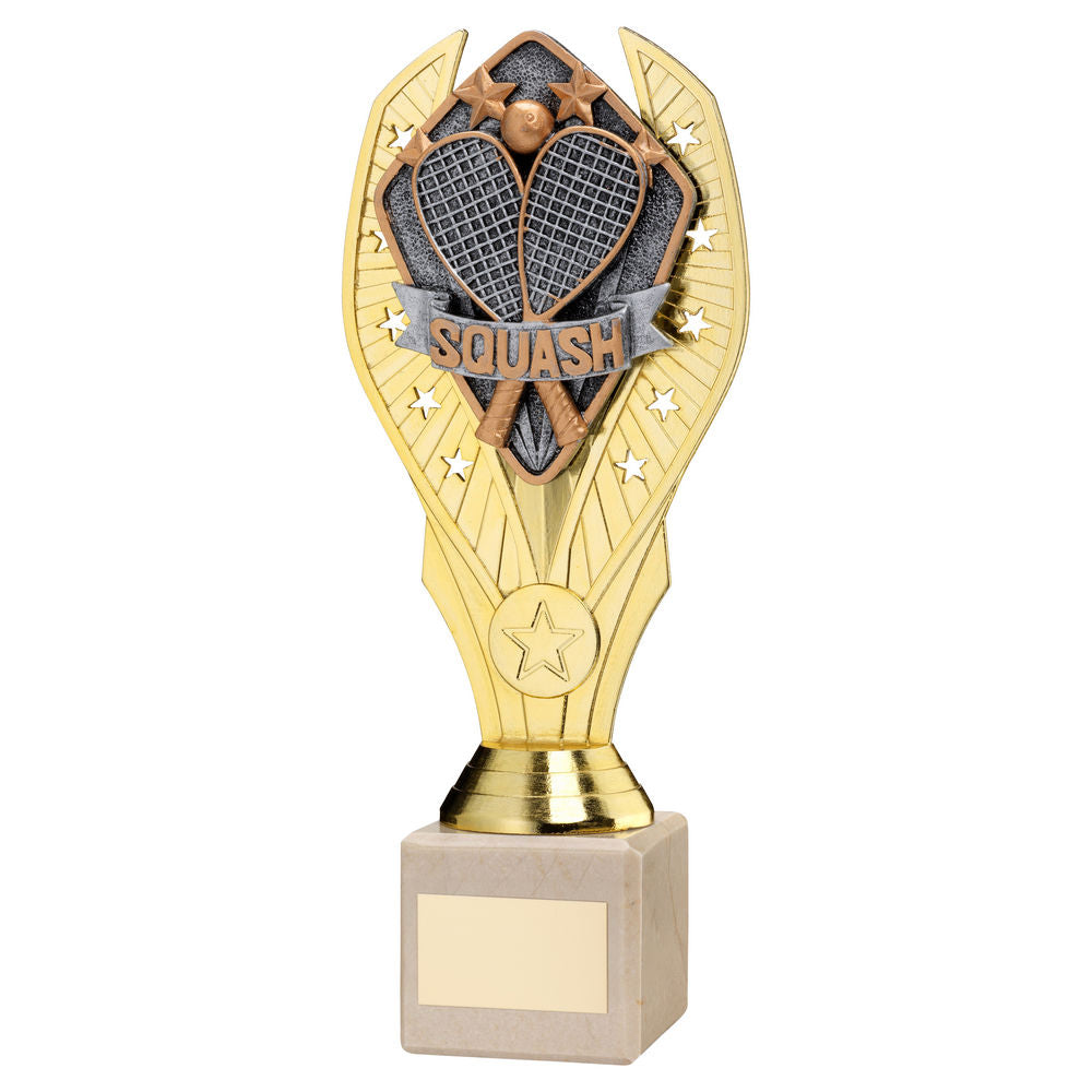 Squash Gold Plastic Statue Trophy on Cream Marble Base