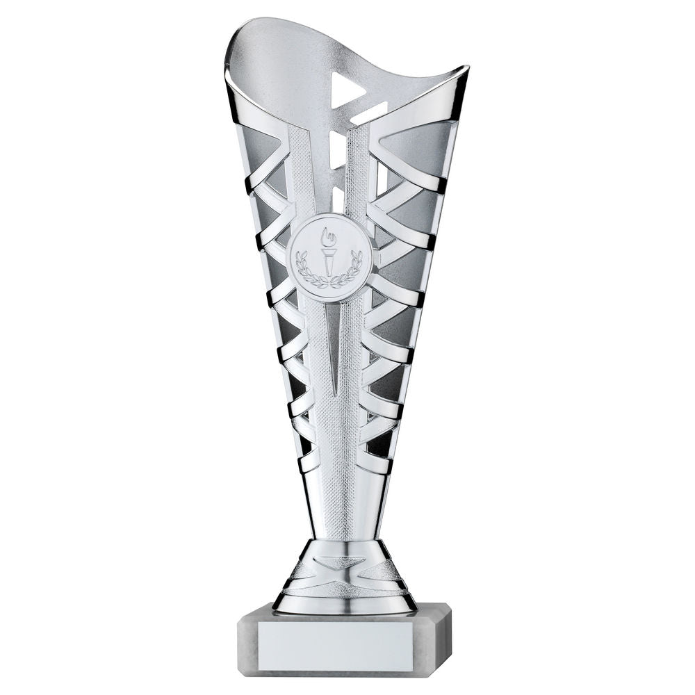 Titan Silver Plastic Trophy Cup on White Marble Base