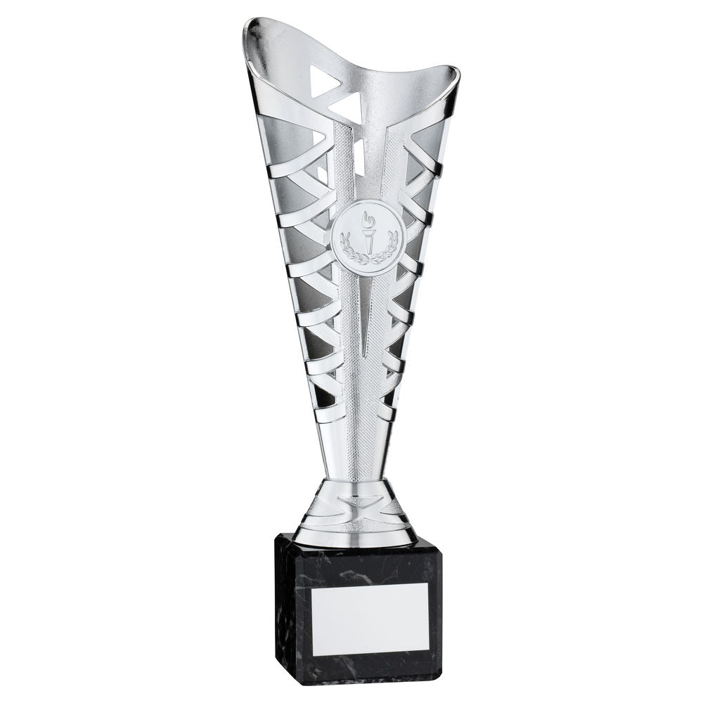 Titan Silver Plastic Trophy Cup on Black Marble Base