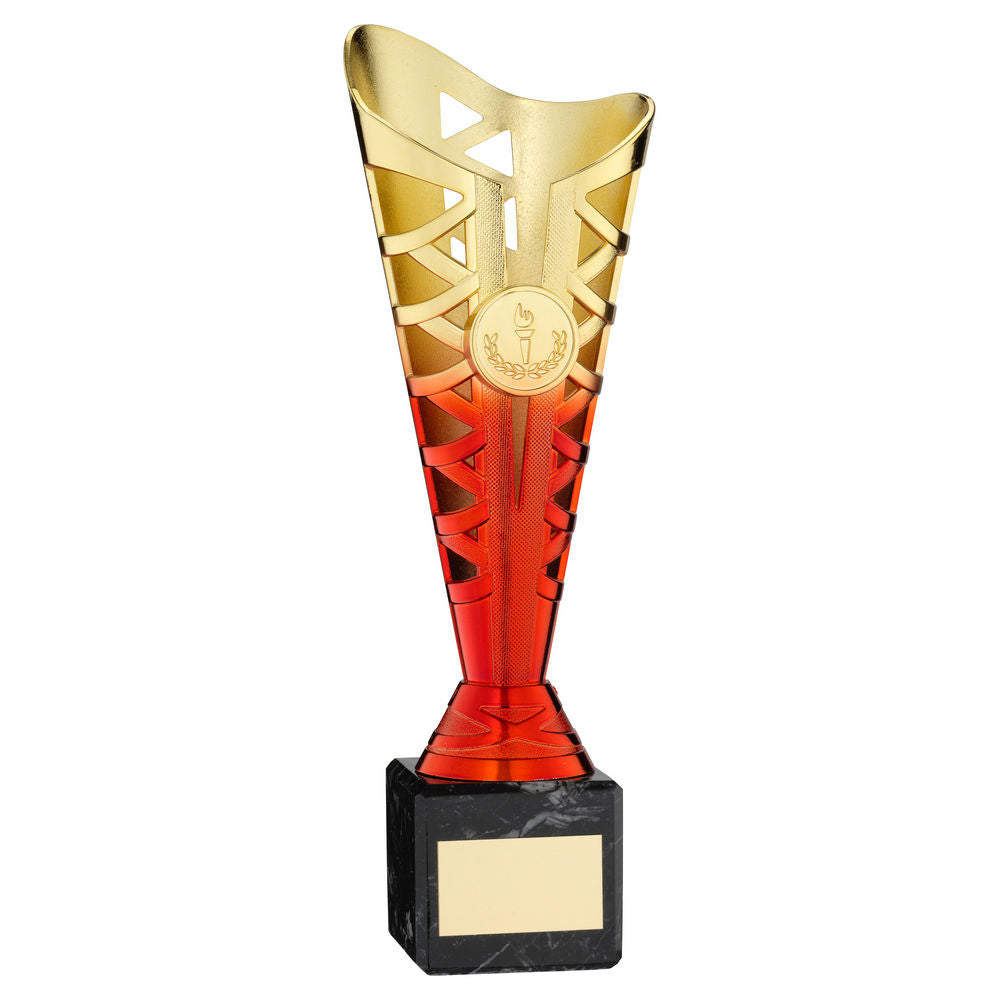 Titan Gold/Red Plastic Trophy Cup on Black Marble Base