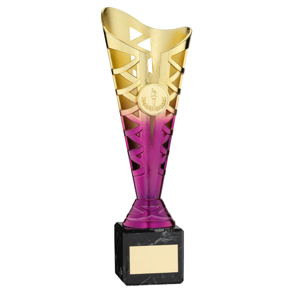 Titan Gold/Purple Plastic Trophy Cup on Black Marble Base