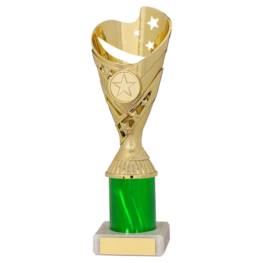 Sabre Gold/Green Plastic Riser Trophy Cup on Marble Base