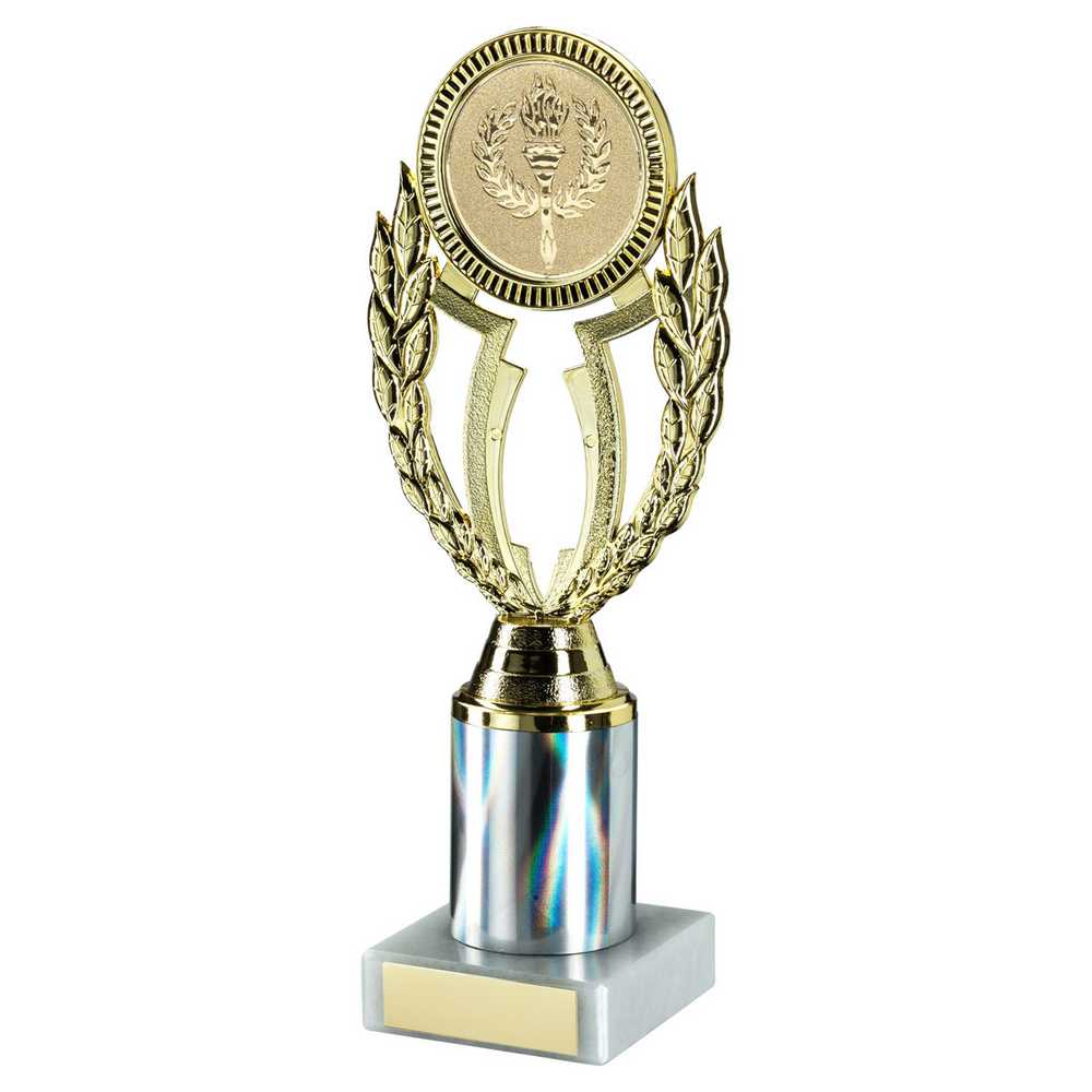 Gold Plastic Wreath Award with Silver Column on Marble Base