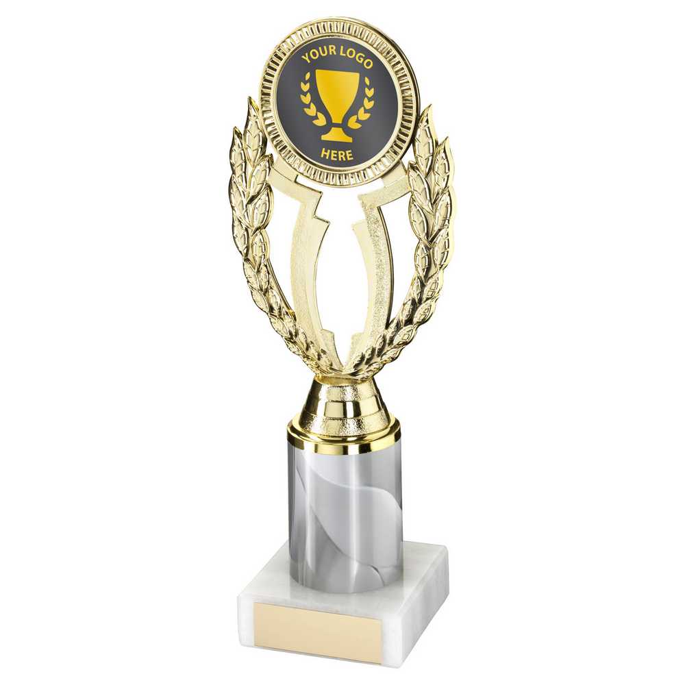 Gold Plastic Wreath Award with White Column on Marble Base