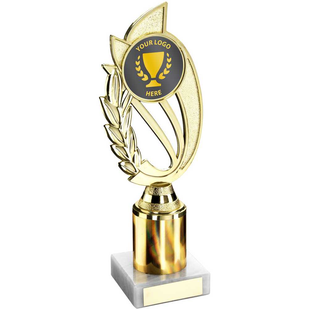 Gold Plastic Laurel Award with Column on Marble Base