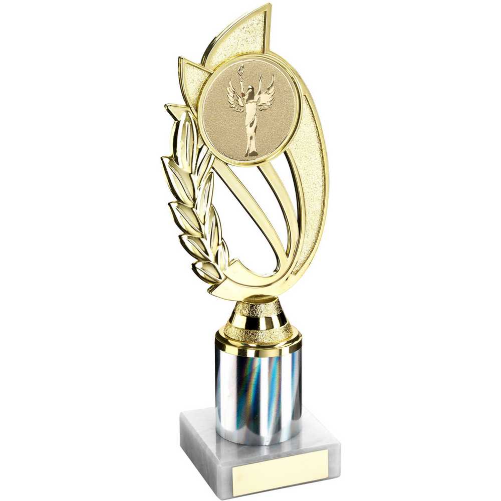 Gold Plastic Laurel Award with Silver Column on Marble Base