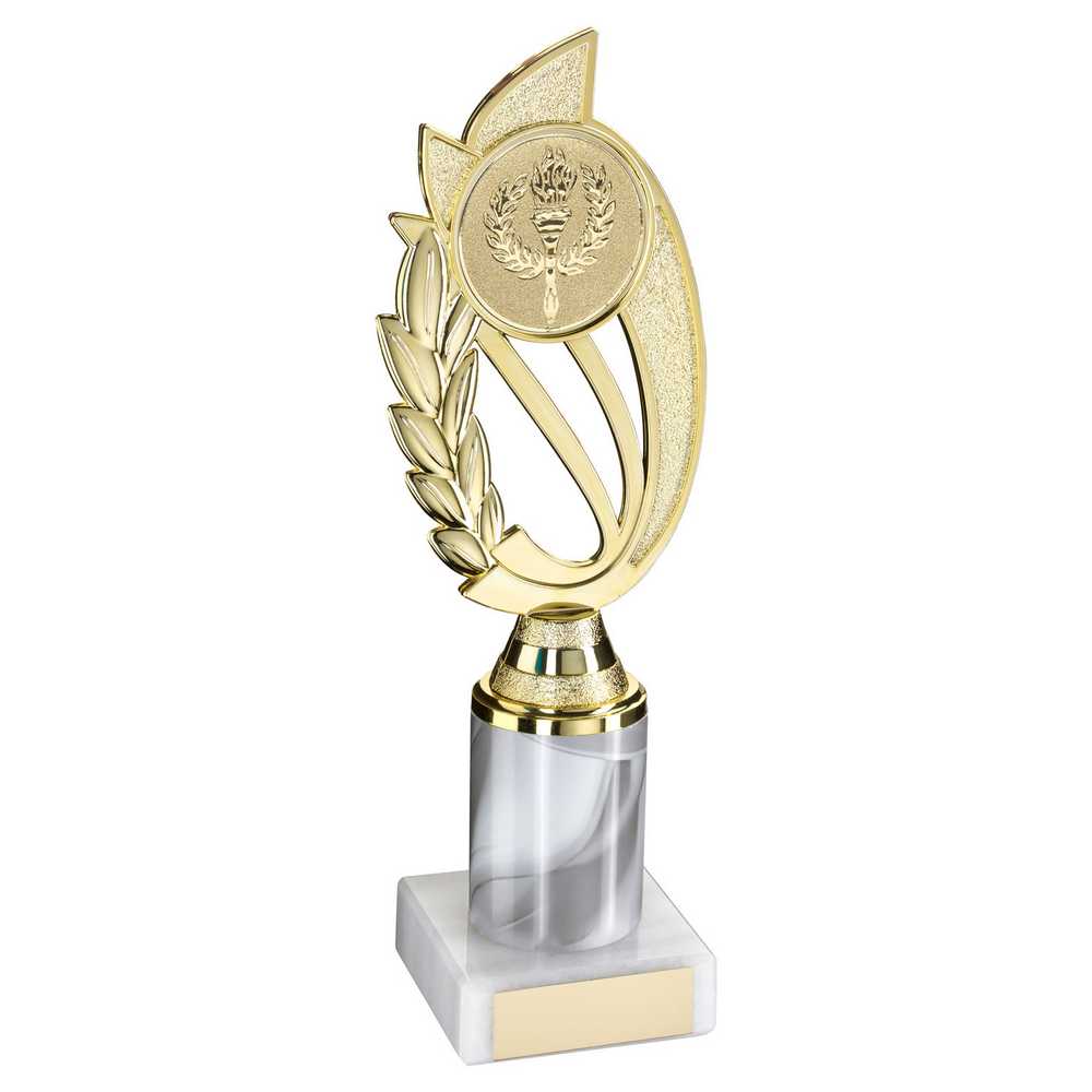 Gold Plastic Laurel Award with White Column on Marble Base