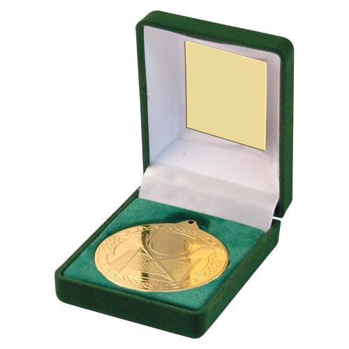 Hurling 50mm Gold Medal in Green Presentation Box