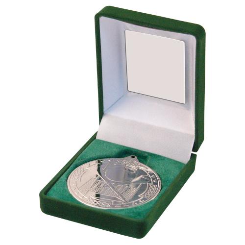 Hurling 50mm Silver Medal in Green Presentation Box