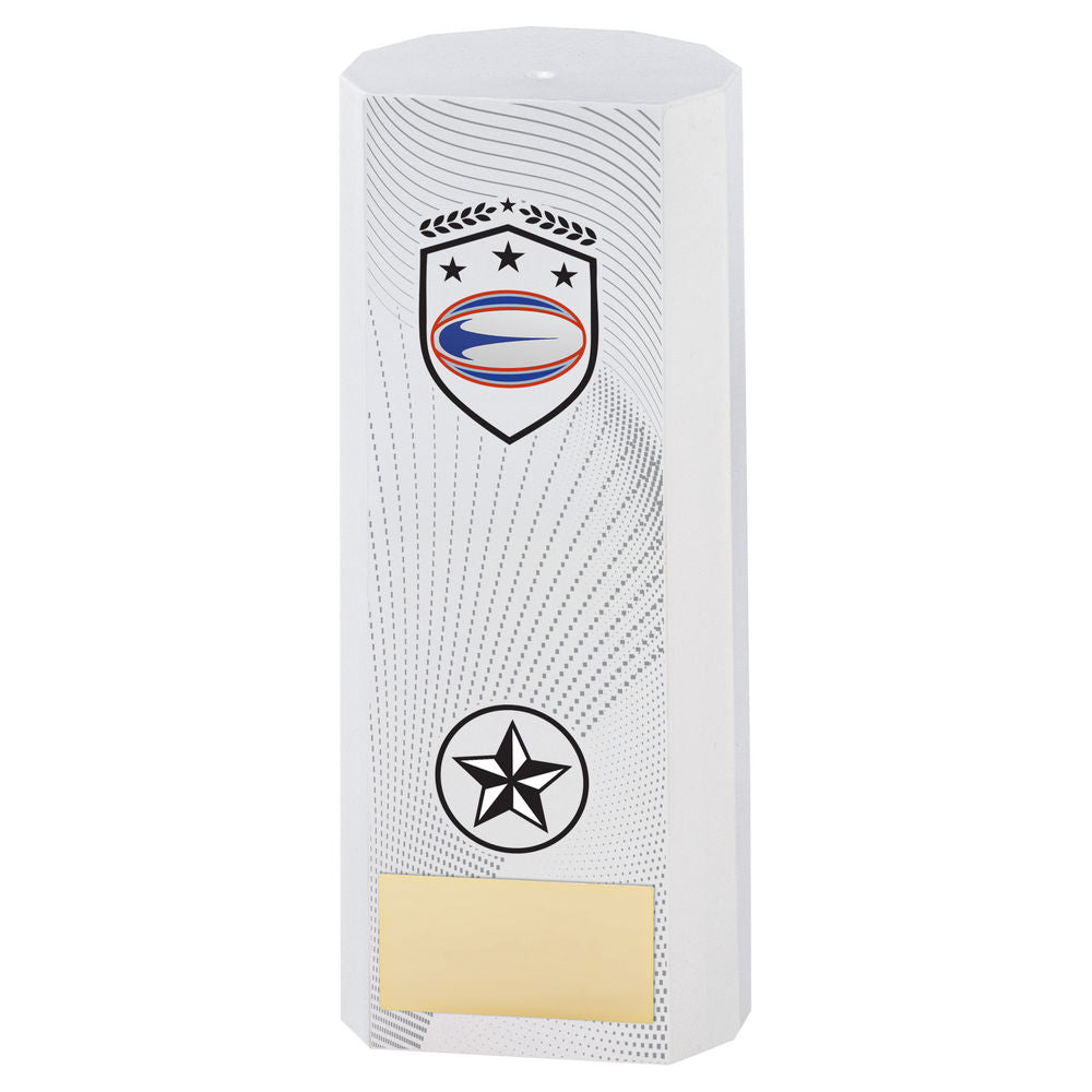 Premier Rugby Plastic Column Trophy - White