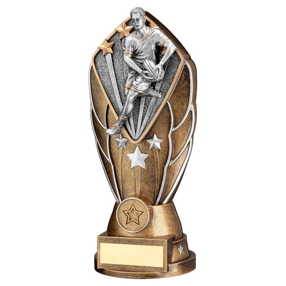 Male Rugby Figurine Diamond Column Trophy