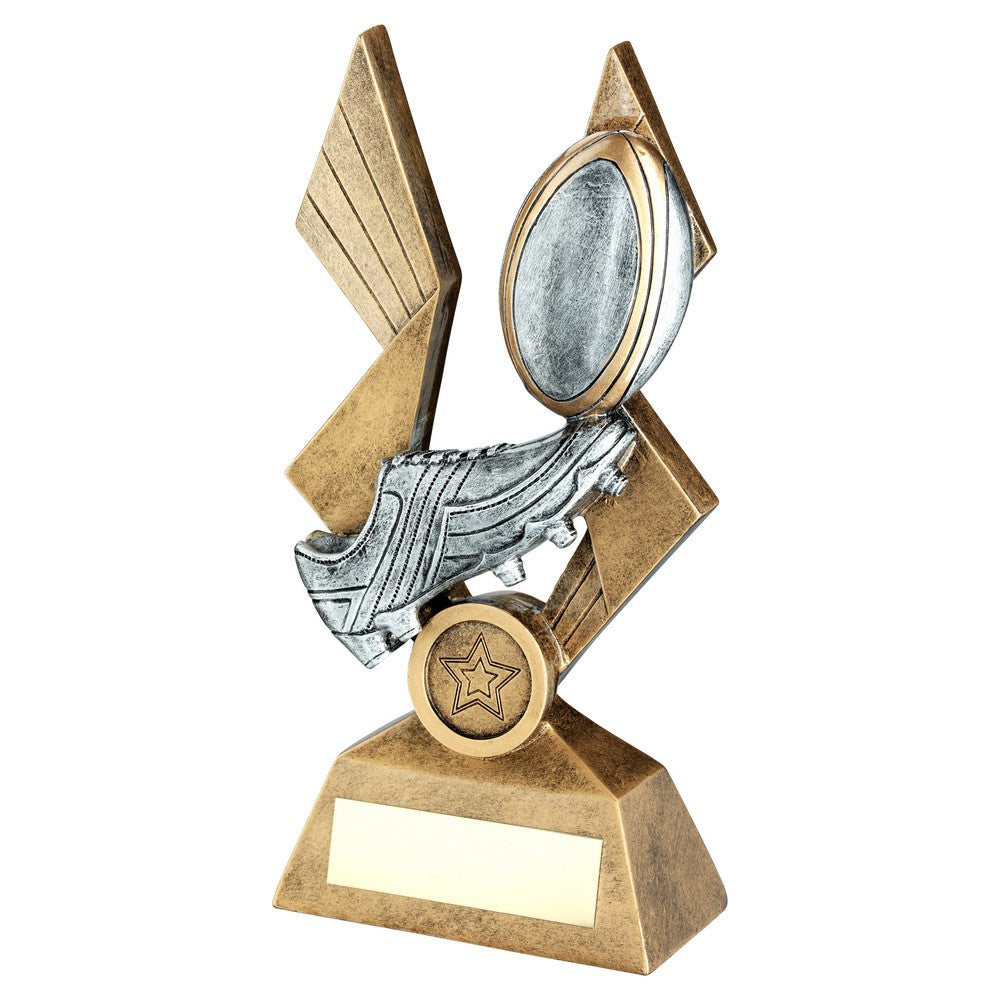 Rugby Trophy - Ball And Boot (CLEARANCE)