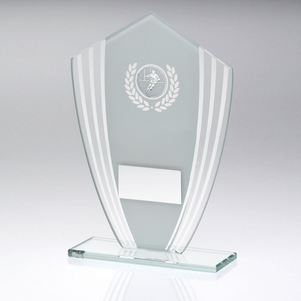 Rugby Glass Shield Plaque Award