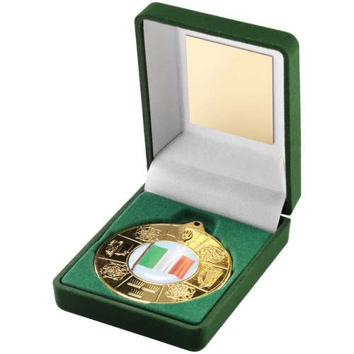 Irish 50mm Gold Medal in Green Presentation Box