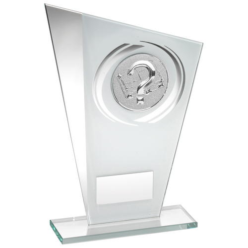 Glass Quiz Pointed Trophy with Silver Print Detailing