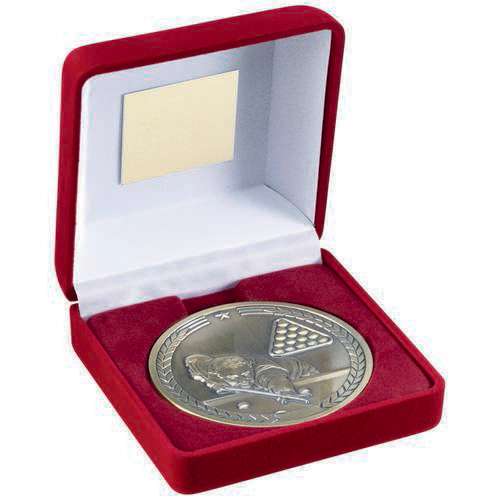 Pool and Snooker 70mm Gold Medal in Red Presentation Box