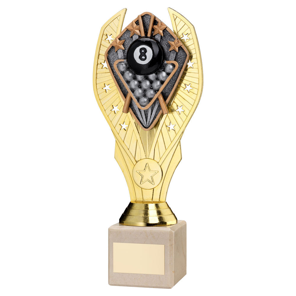 Pool Gold Plastic Statue Trophy on Cream Marble Base