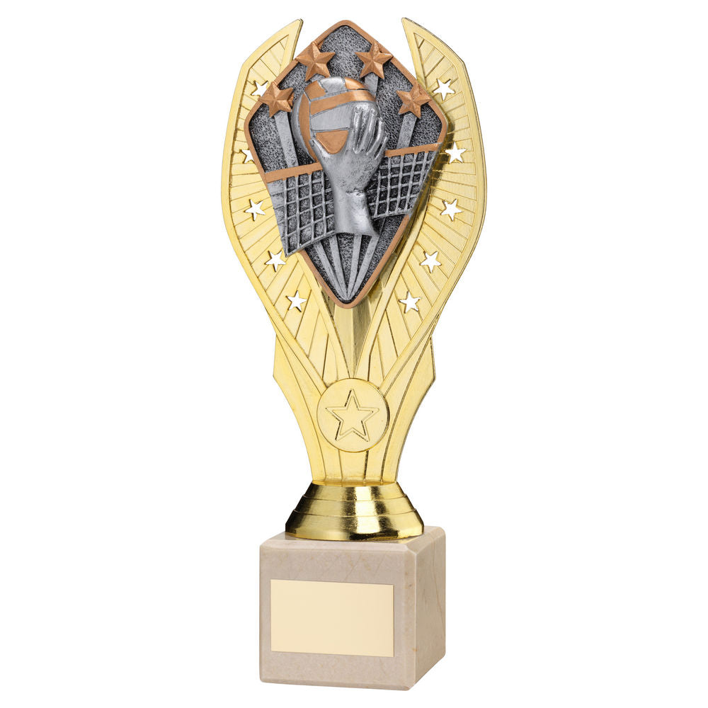 Volleyball Gold Plastic Statue Trophy on Cream Marble Base
