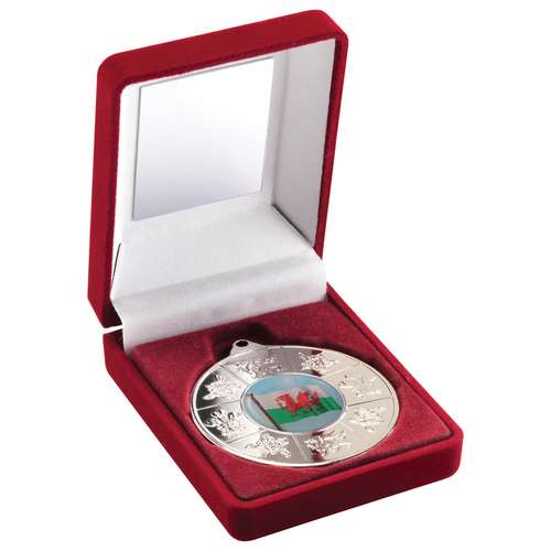 Welsh 50mm Silver Medal in Red Presentation Box