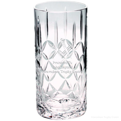 Engraved Solitaire 24% Lead Crystal Highball Glass