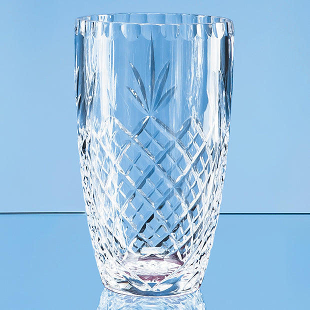 23cm Lead Crystal Panelled Barrel Vase