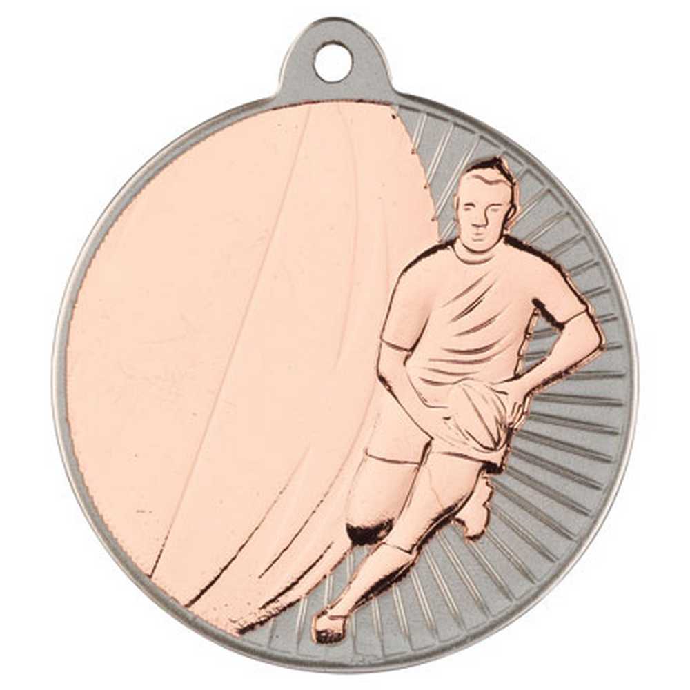 Rugby Metal Medal Silver/Bronze (50mm)