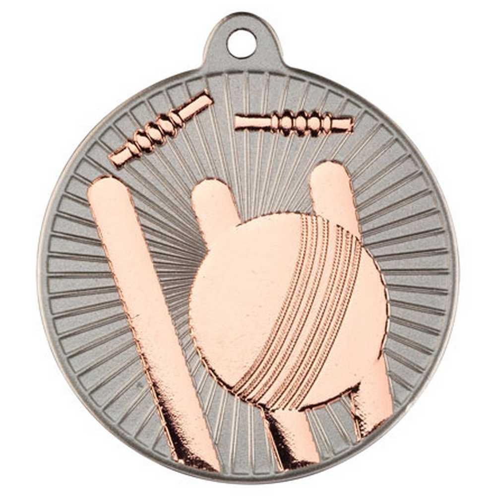 Cricket Metal Medal Silver/Bronze (50mm)