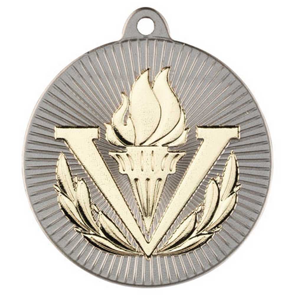 Victory Torch Metal Medal Silver/Gold (50mm)