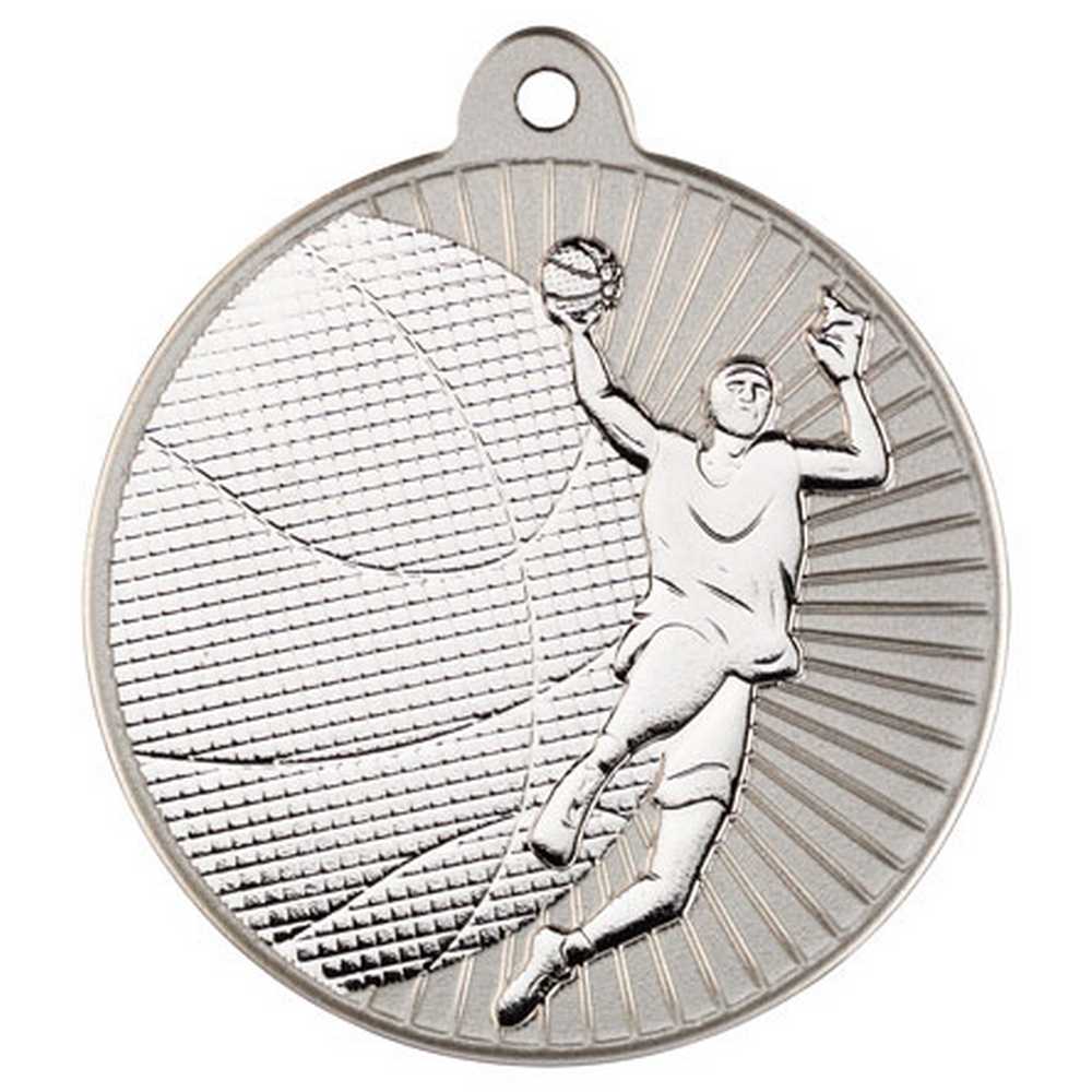 Basketball Metal Medal Silver (50mm)