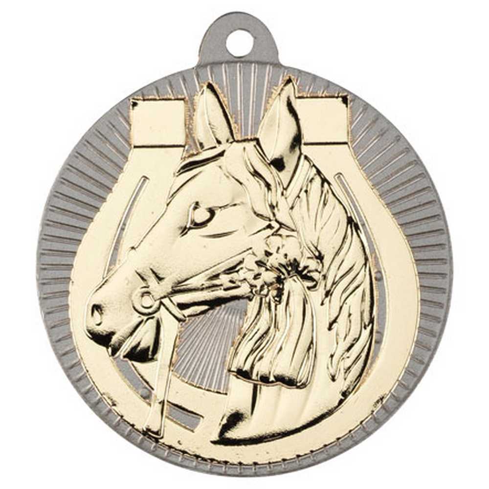 Horse Metal Medal Silver/Gold (50mm)