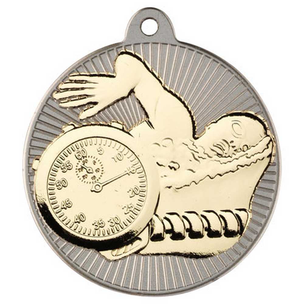 Swimming Metal Medal Silver/Gold (50mm)