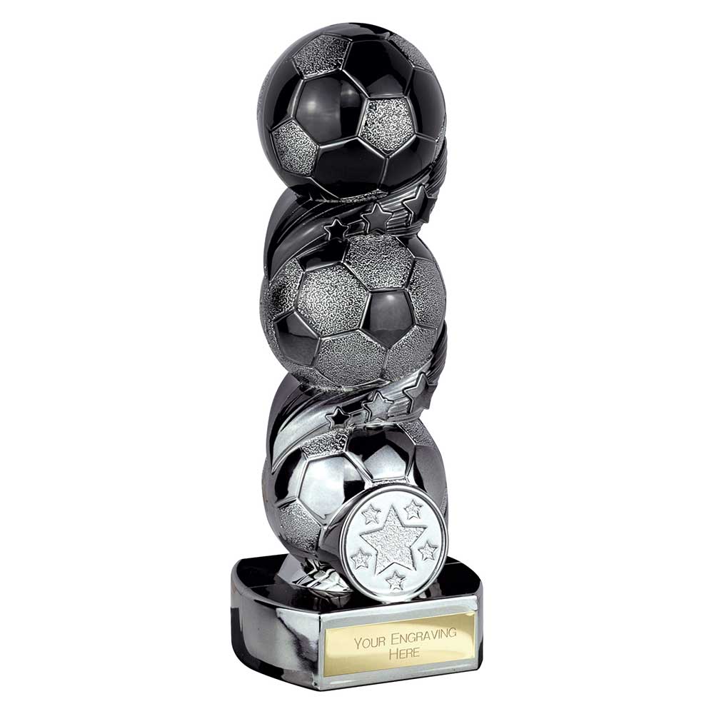 Hat-trick Strike Football Trophy (Black/Silver)