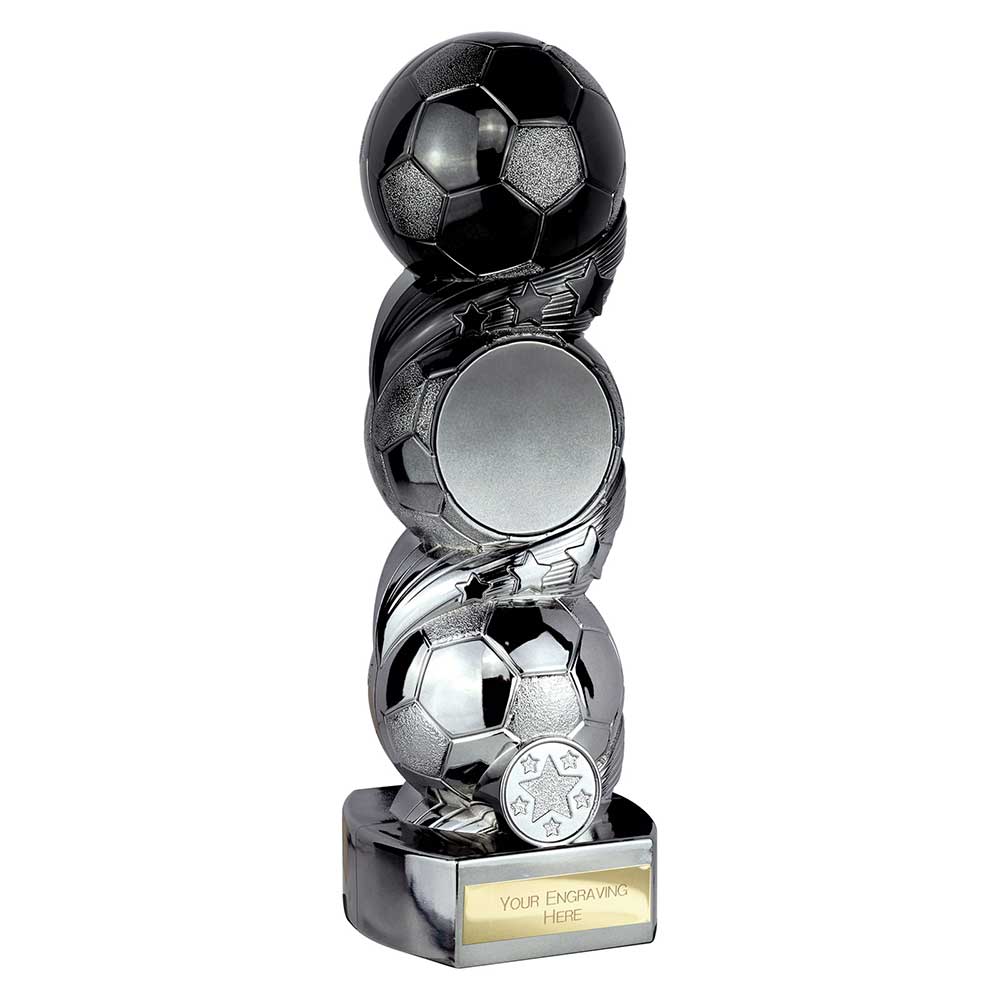 Hat-trick Strike Football Trophy (Black/Silver)