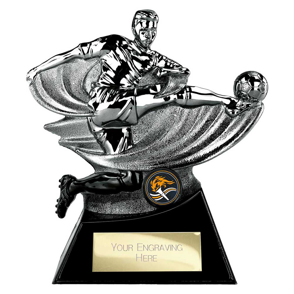 Power Strike Football Trophy (Silver & Black)