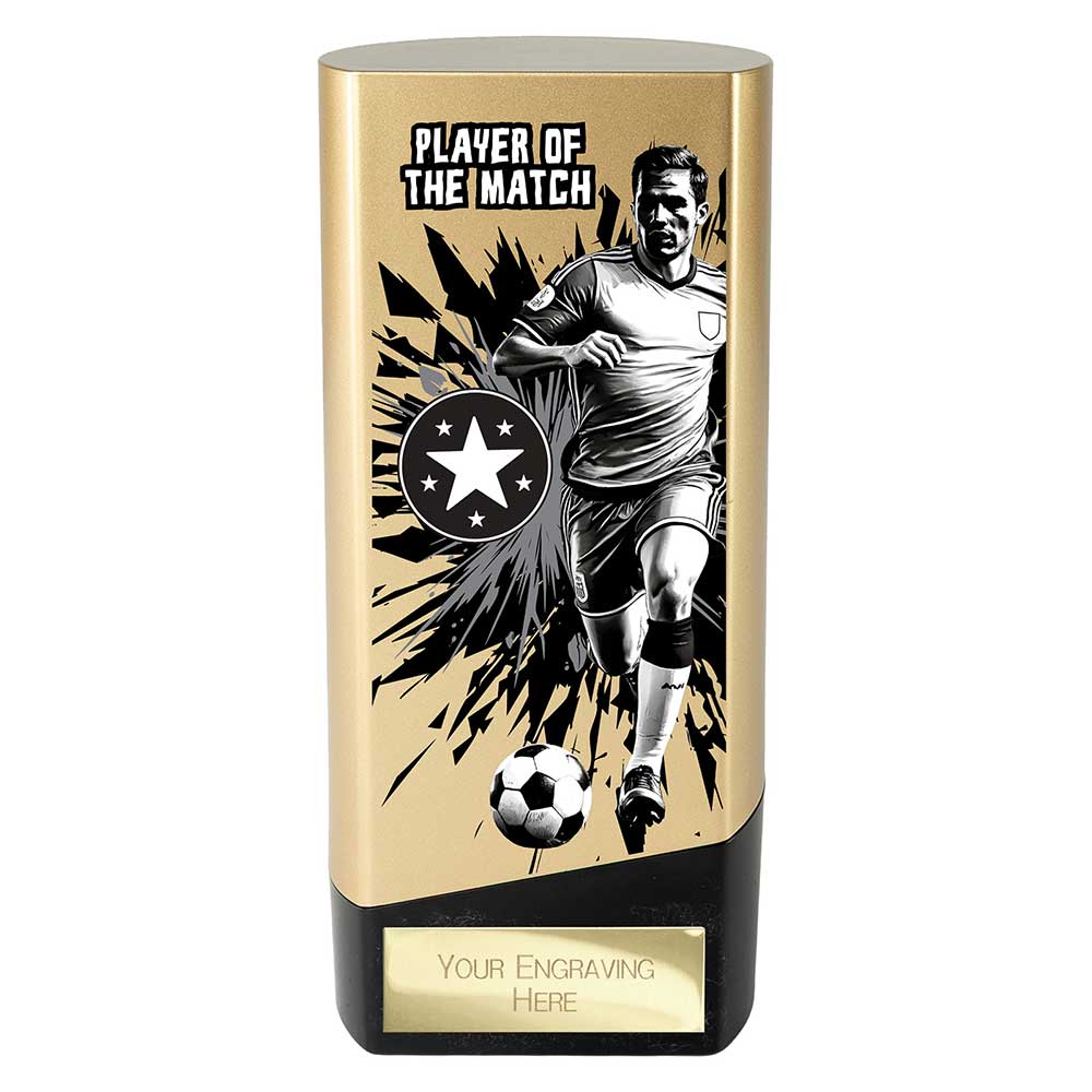 Prime Mens Football Trophy - Player of the Match (Gold & Black)