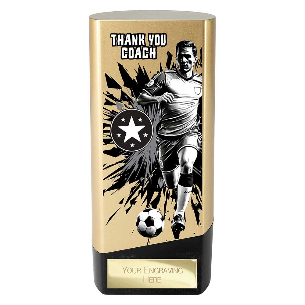 Prime Mens Football Trophy - Thank You Coach (Gold & Black)