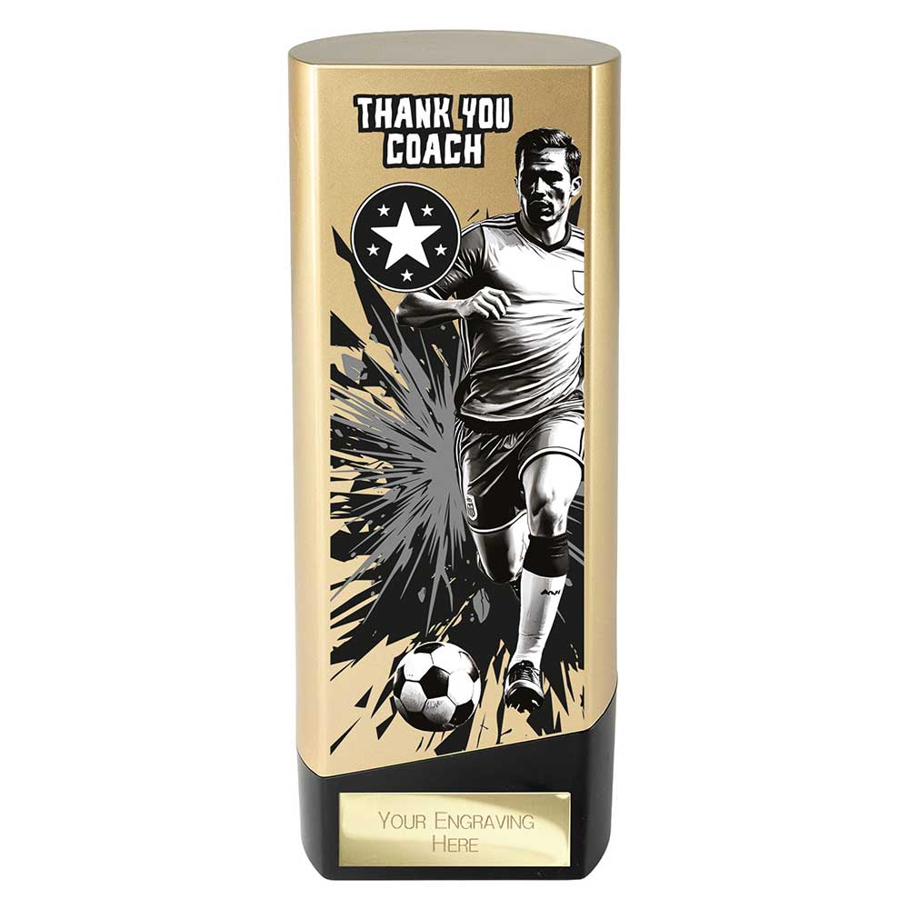 Prime Mens Football Trophy - Thank You Coach (Gold & Black)