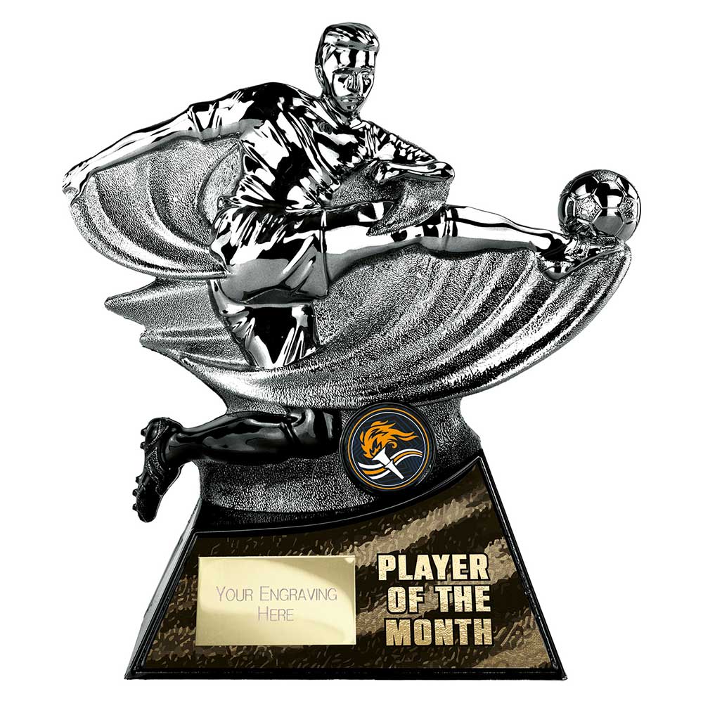 Power Strike Football Trophy - Player of the Month (Silver & Black)