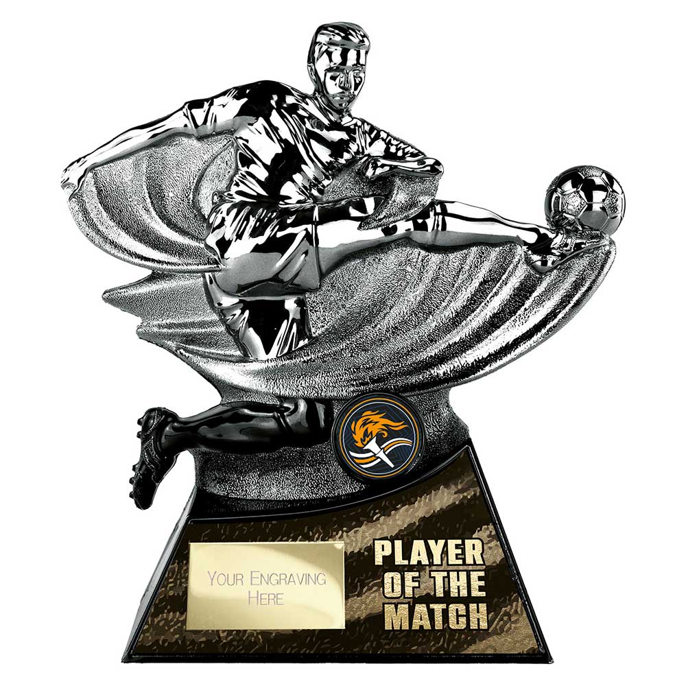 Power Strike Football Trophy - Player of the Match (Silver & Black)