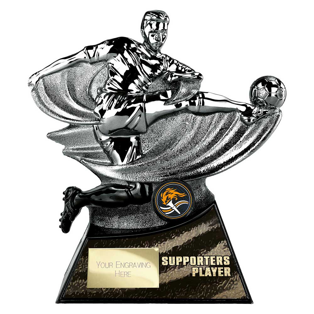 Power Strike Football Trophy - Supporters Player (Silver & Black)