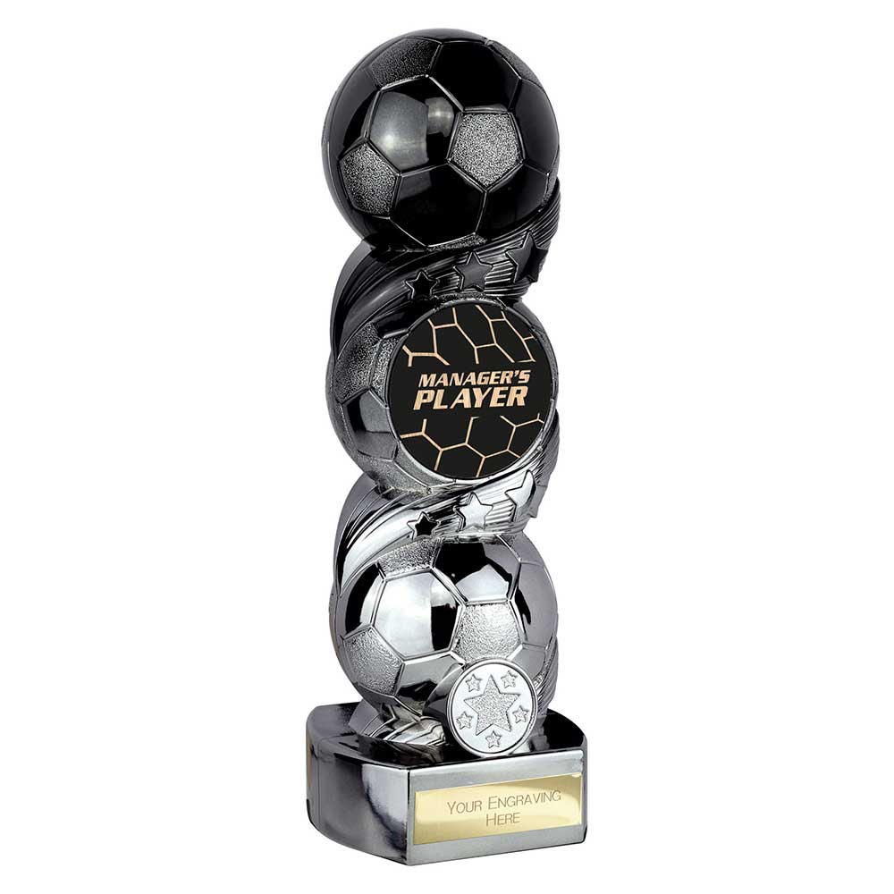 Hat-trick Strike Football Trophy - Managers Player (Black/Silver)