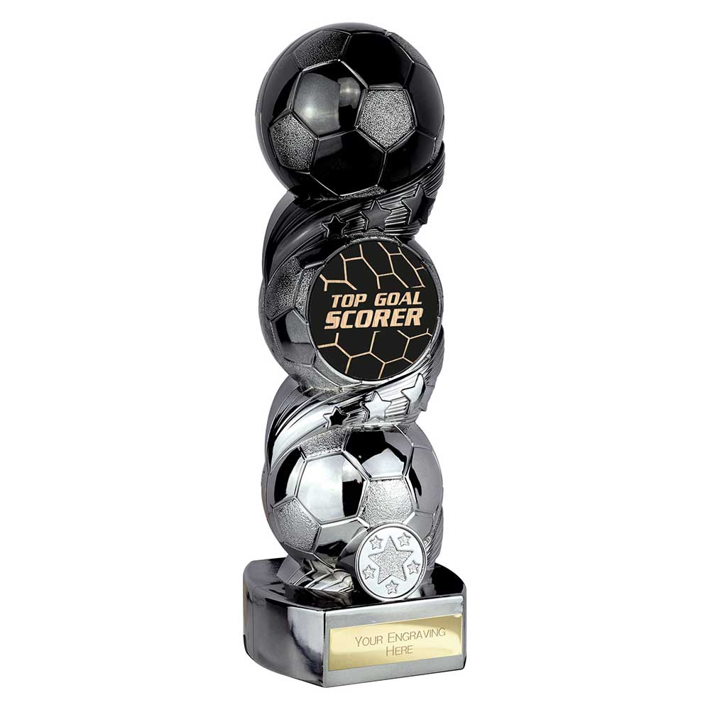 Hat-trick Strike Football Trophy - Top Goal Scorer (Black/Silver)