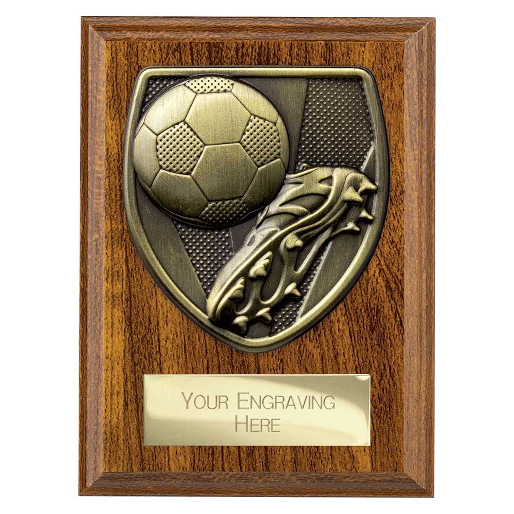 Cobra Plaque Football Boot & Ball Award Walnut