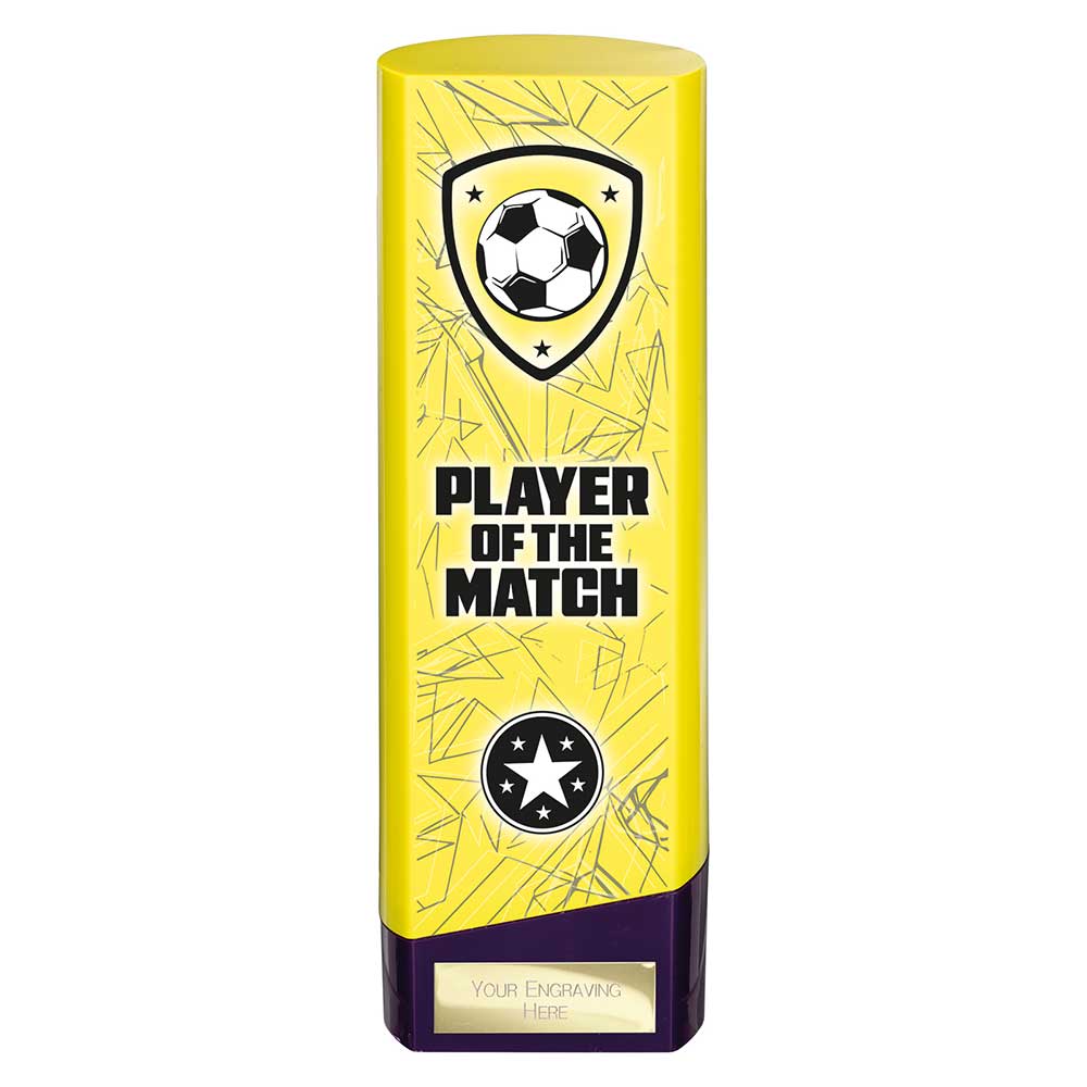 Prime Player of the Match Football Trophy (Yellow/Purple)