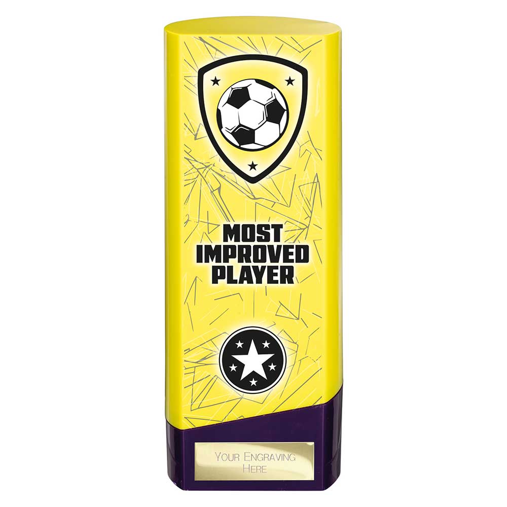 Prime Most Improved Player Football Trophy (Yellow/Purple)