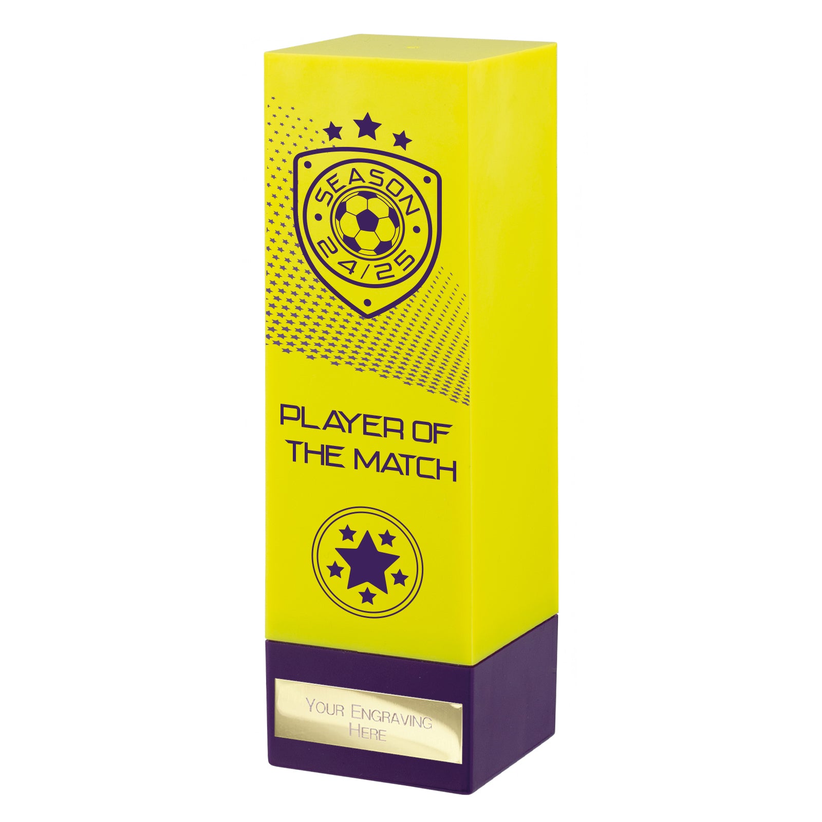 Prodigy Premier Football Tower - Player Of The Match Award - Yellow & Purple (160mm Height)